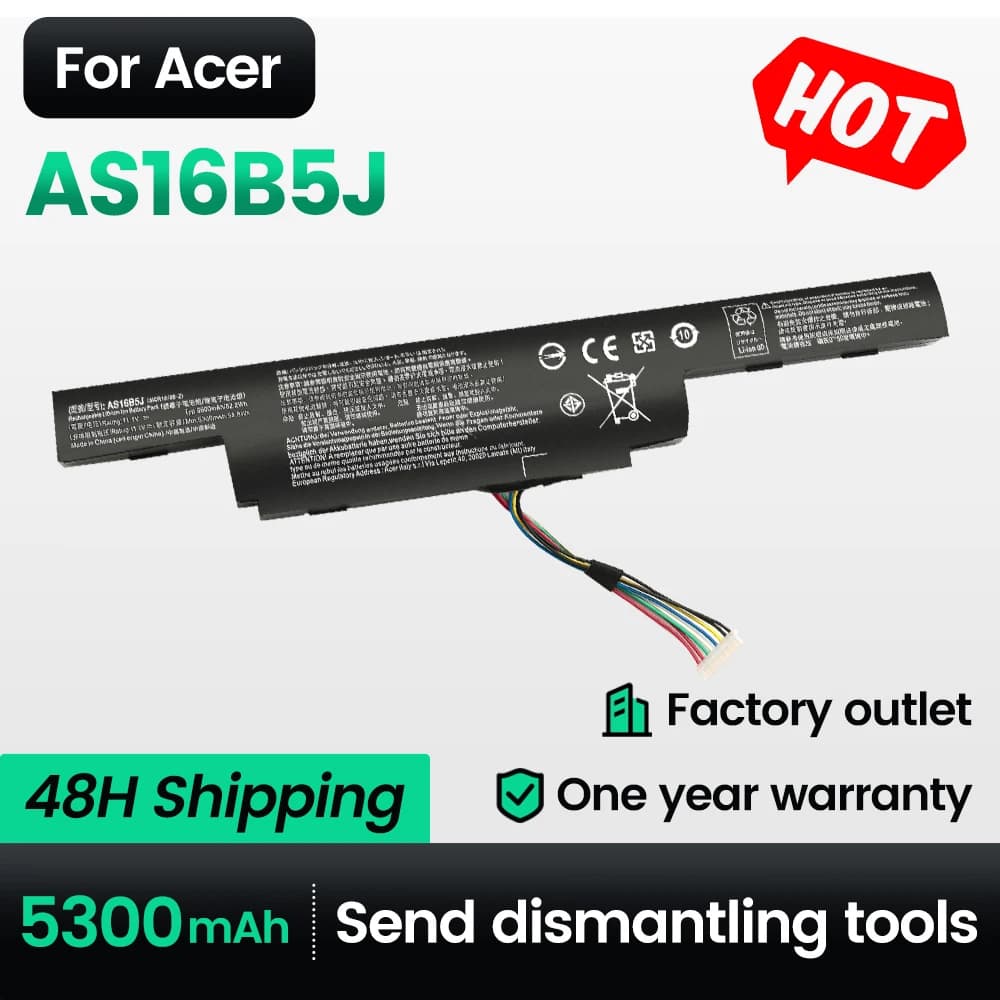 Batteria per Laptop Keyuan AS16B5J AS16B8J 5300mAh per Acer Aspire F15 F5-573G E15 E5-575G E5-575G-57D4 E5-575G-5341 E5-575G-549D