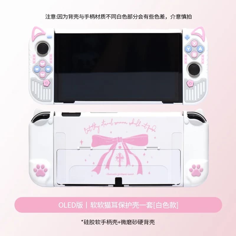 Interruttore originale Oled Guscio protettivo Simpatico gioco rosa Personalizzato Ns Cat Ear Maniglia Cover Giocattolo decorativo Periferia di gioco anime
