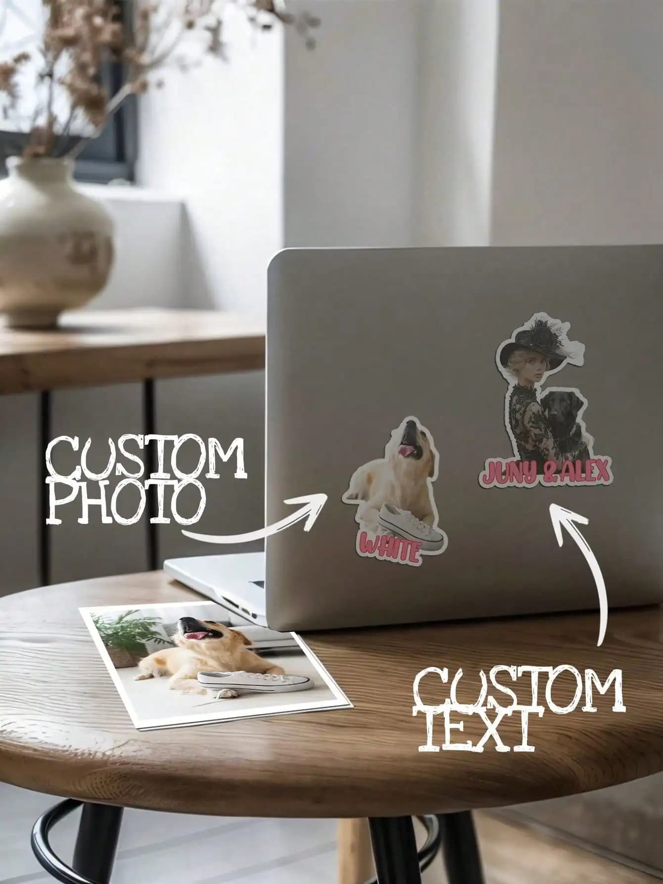 Personalized photo stickers Decalcomania with text custom image 10 pieces Water bottle Laptop cup Vinyl Sticker Gift for her Pet Memorial