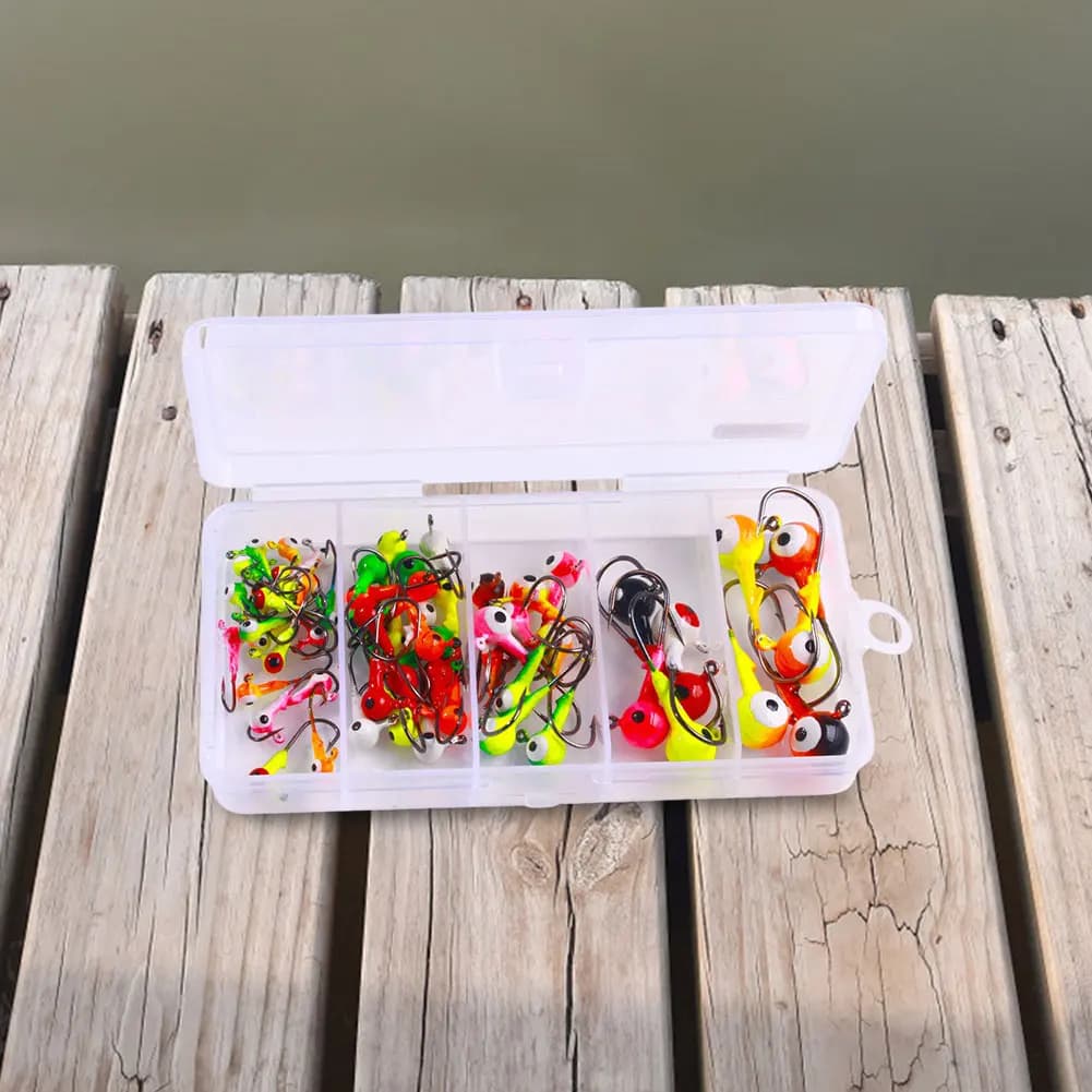 60/75 pezzi set di ami da pesca ganci con testa jig spinata ganci jig in metallo per amo da pesca con vermi con esca morbida