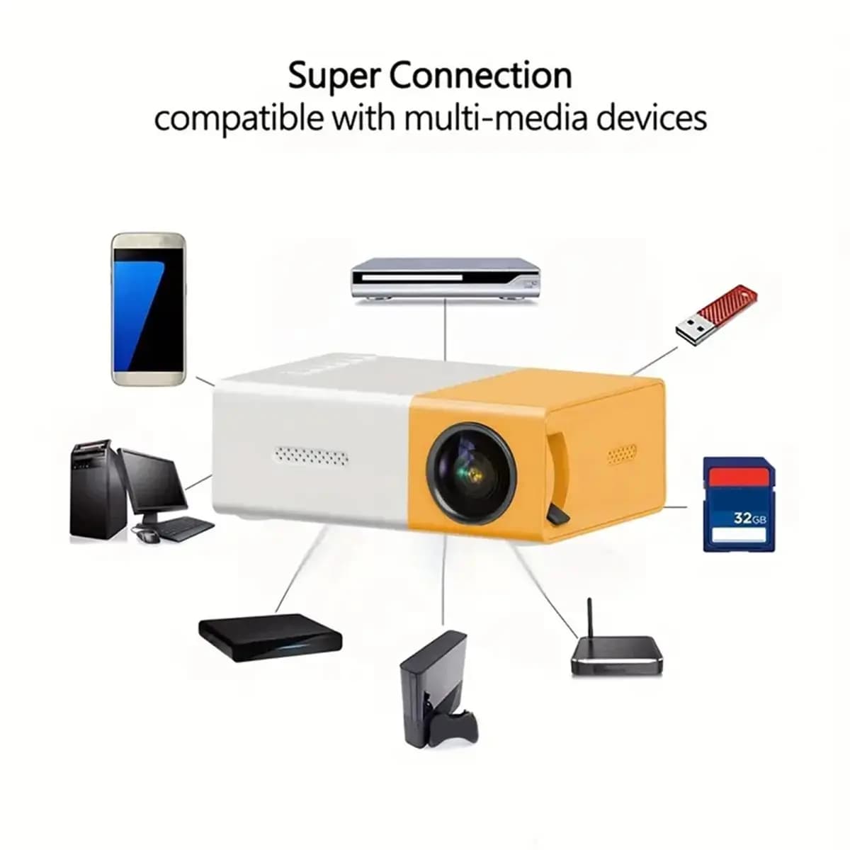 Altoparlante integrato che supporta la definizione elevata 1080P, mini proiettore LED portatile per intrattenimento domestico, spina EU blu