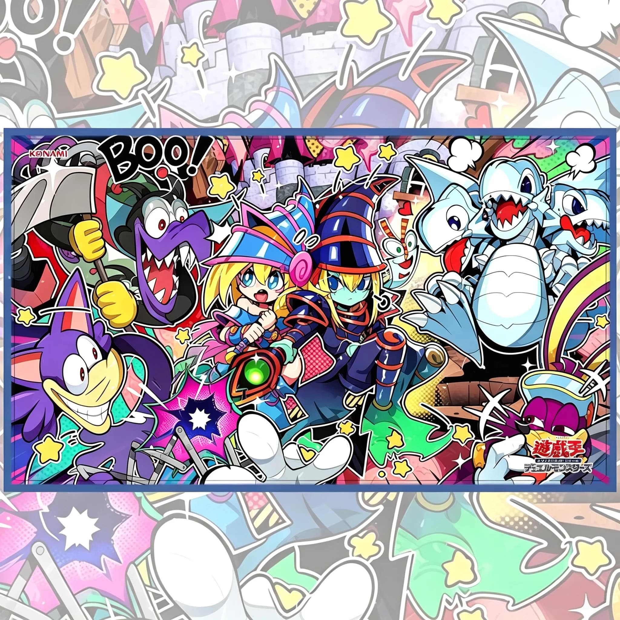 600x350mm Yu-Gi-Oh！Q-version Too Card Playmat 2mm Seam Edge Blue Eyes White Dragon Single Player Rubber Board Game Card Game Mat