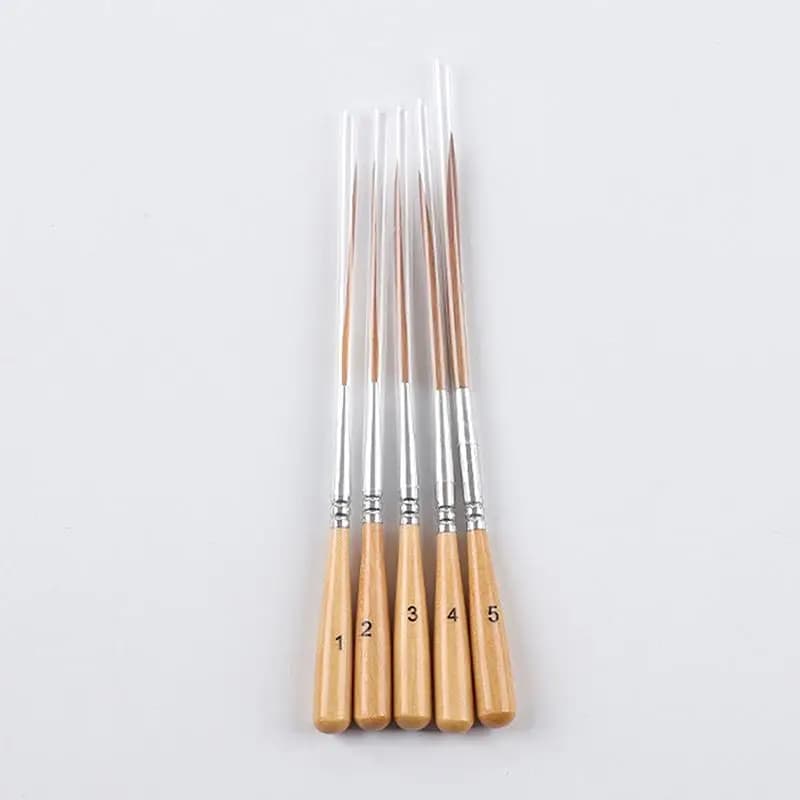 New 5Pcs Long Line Brush Set Fine Tipped Watercolor And Acrylic Paint Brush Suitable For Filling Corners Contour Drawing