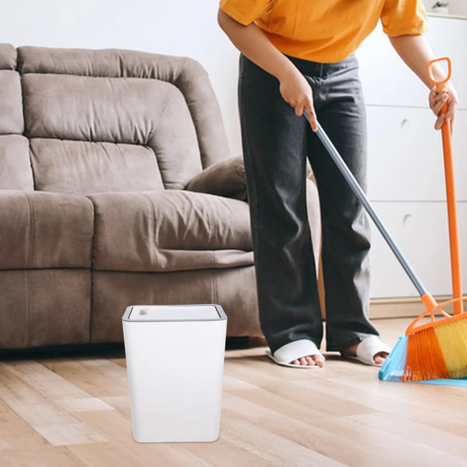 Press Plastic Narrow Trash Can Household Garbage Bin Bedroom Bathroom Kitchen Waste Basket Waste Basket Trash Can