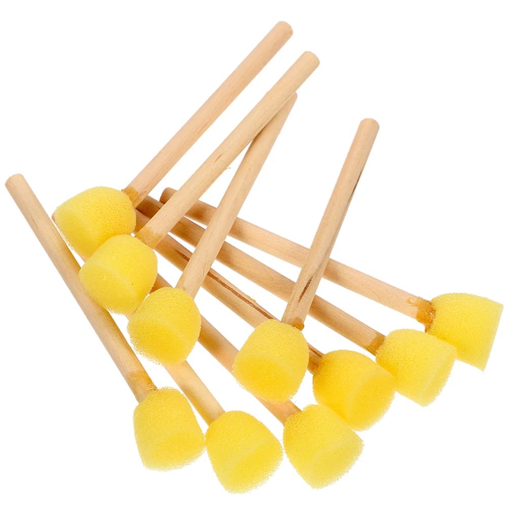 10pcs Round Sponges Brush Set Stencil Sponge Brushes DIY Painting Sponges Children Drawing Craft Brushes with Wood Handle