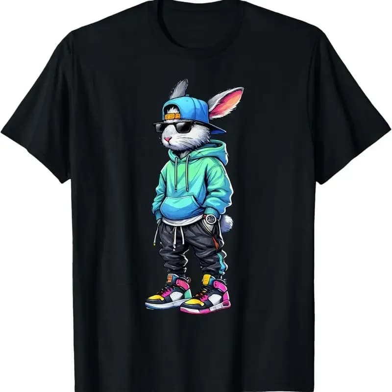 Maglietta Cool Bunny Rabbit con occhiali da sole per Pasqua, per ragazzi, uomini, bambini