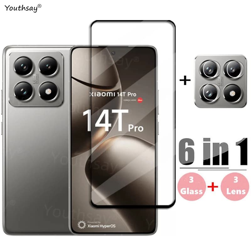 6in1 Copertura In Vetro Per Xiaomi 14T Pro Vetro Temperato Xiaomi 14T Pro Protezione Dello Schermo HD Pellicola Protettiva Obiettivo Del Telefono Xiaomi 14T Pro