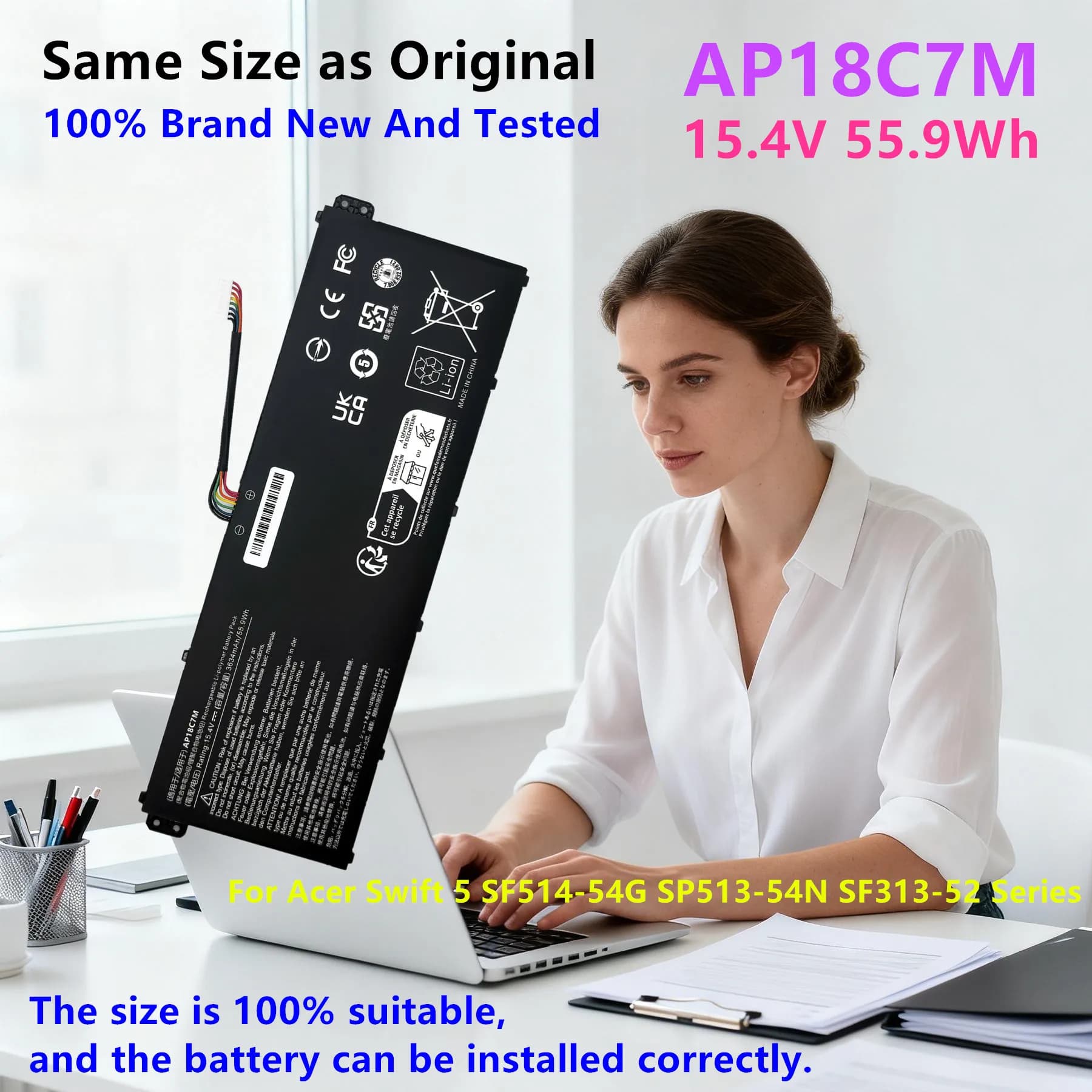 AP18C7M Laptop Battery For Acer Spin 5 SP513-54N Swift 3 SF313-52 SF313-52G 4ICP5/57/79