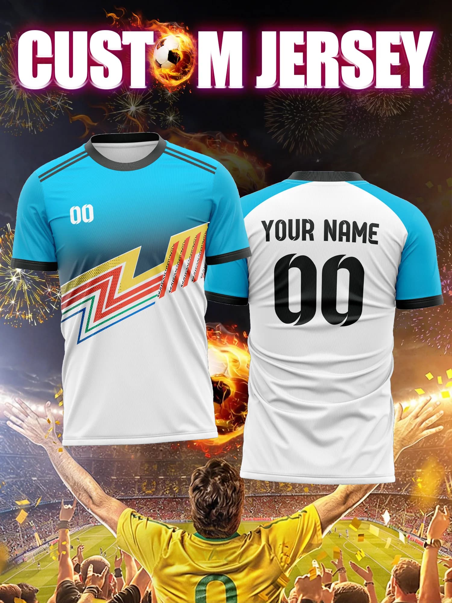 Maglia da Calcio Personalizzata con Immagine, Numero e Nome, Maglietta per Club Sociale, Abbigliamento Sportivo per Incontri Informali