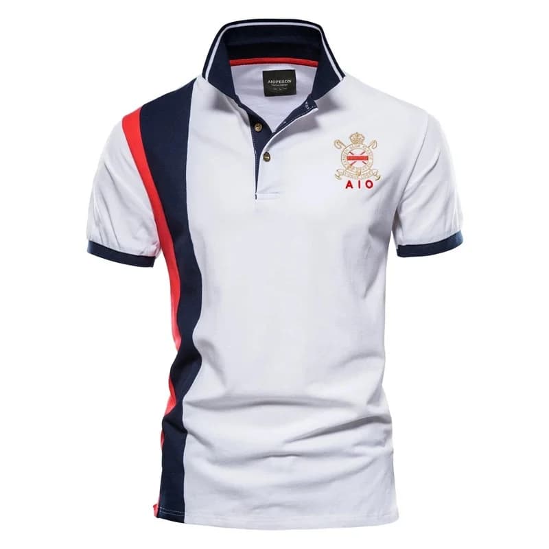 Polo estiva da uomo in puro cotone, casual, ricamata, a maniche corte, ideale per il campeggio e lo shopping.
