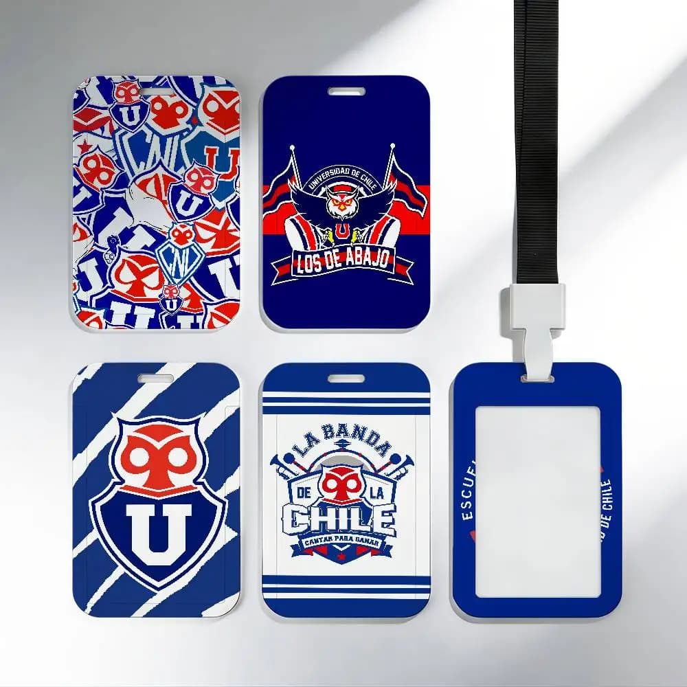 Porta Badge e Porta Carte di Credito alla Moda con Cordino, Design Artistico e Accattivante, a Tema Club U-Universidad de C-Chile