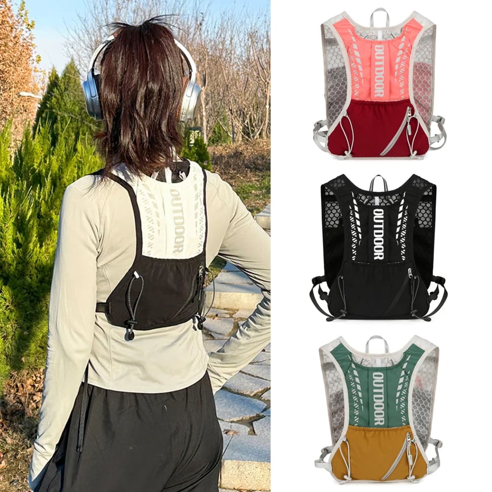 Pack of 1 unisex light moisturizing vest with phone pocket and reflective strips for running, hiking, fitness, water backpack