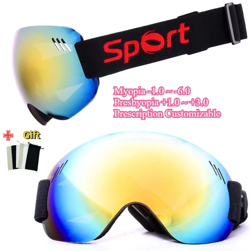 Myopaia Ipermetropia Occhiali da sci Over-Goggle Telaio con inserto ottico, Occhiali da snowboard con lenti grandi antivento antiappannamento per uomo donna