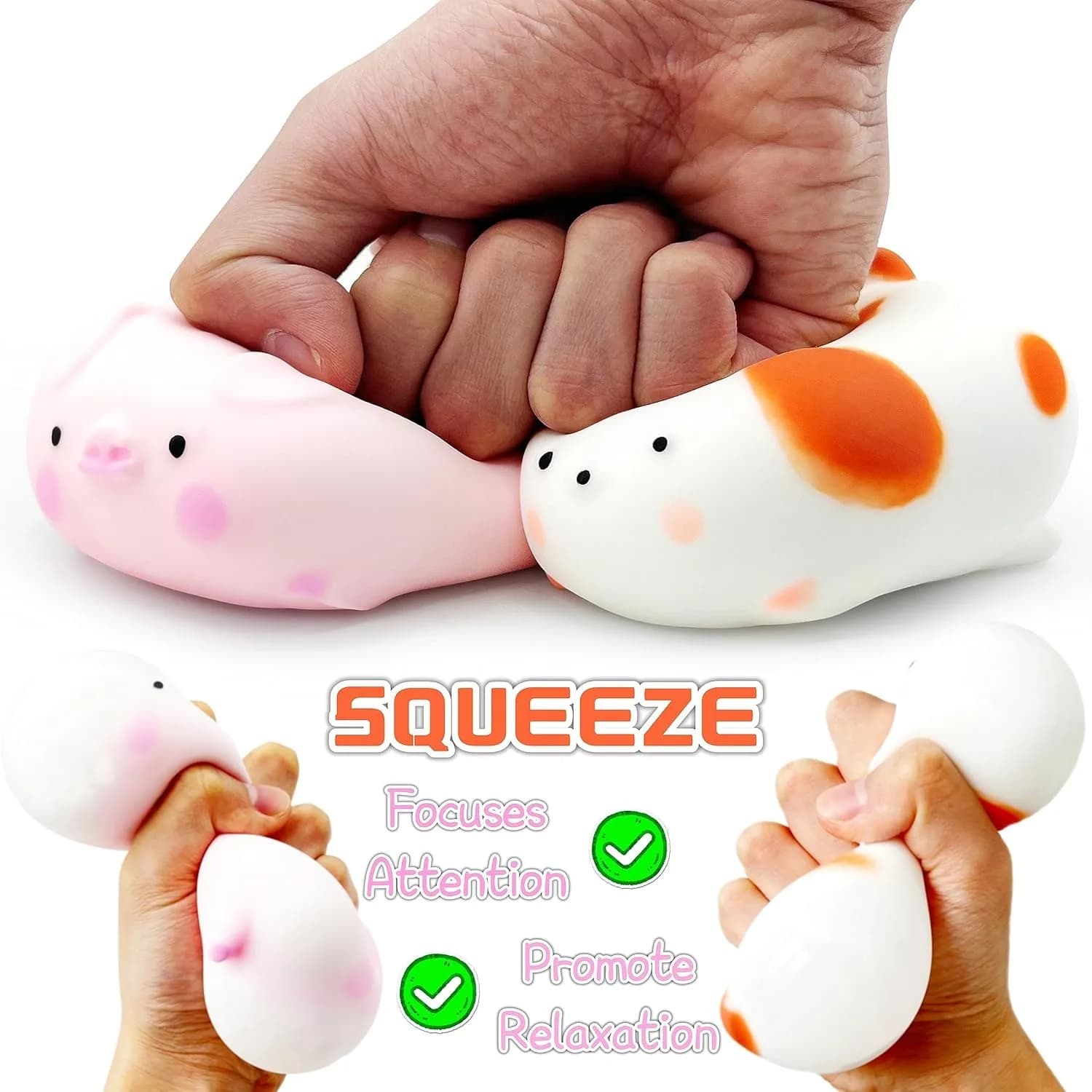Pallina Antistress Morbida a Forma di Cane e Maialino per Bambini, Giocattoli Sensoriali, Pallina Fidget, Regali Antistress, Giocattoli Sensoriali per Autismo