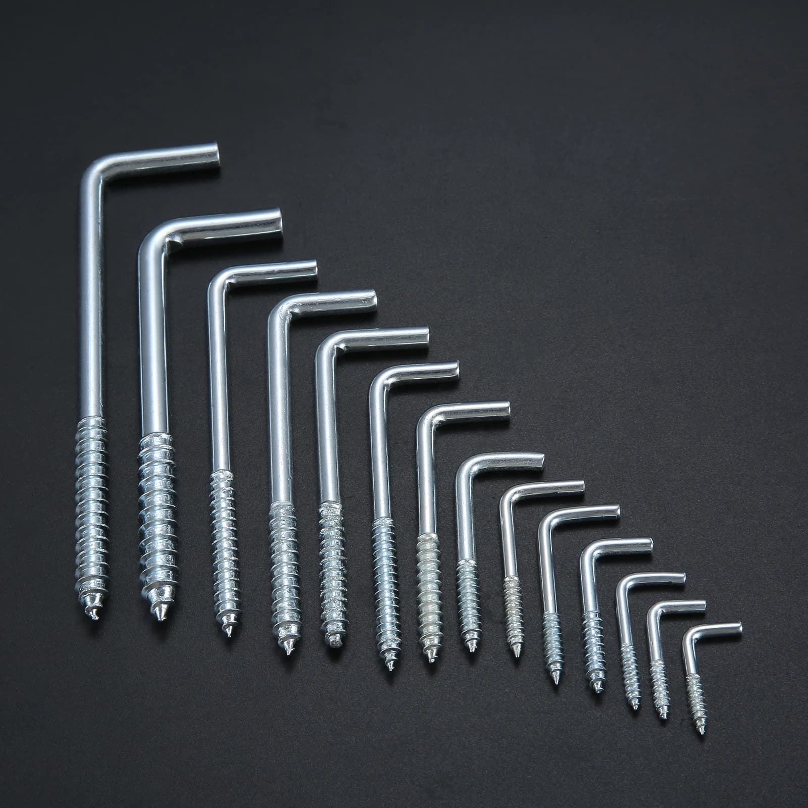 2/5/10/20pcs Ganci in metallo con curvatura quadrata L-Cup Gancio a spirale Vite montata a parete Cornice per foto Lampada Luce Eyescrew 20-100mm