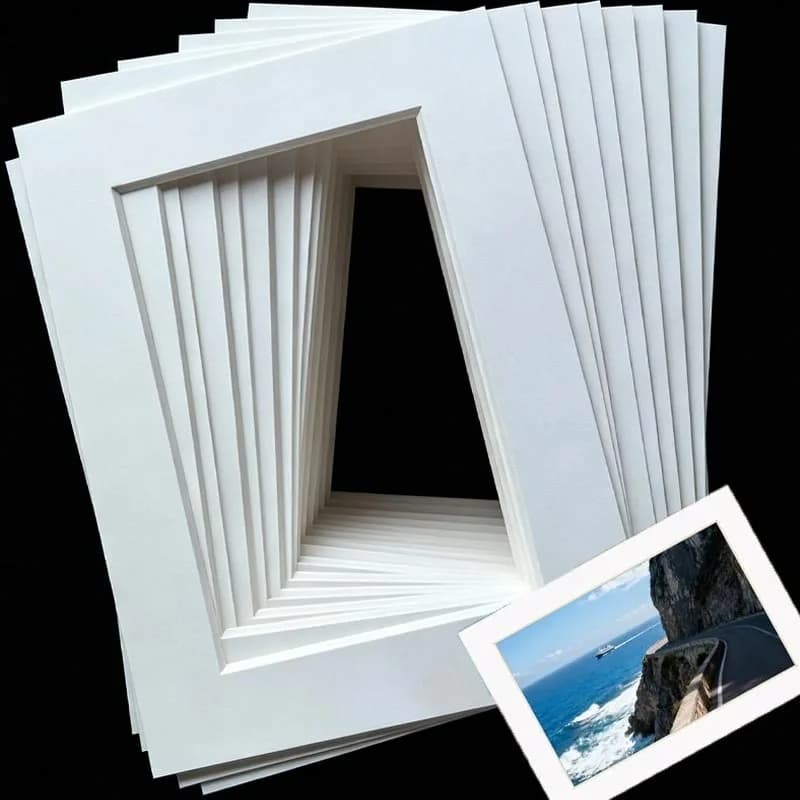 2-50sheet White Cutout Cardboard Picture Frame Picture Frame Cardstock Mat Rectangle Square Paper Photo Frame Matte Board