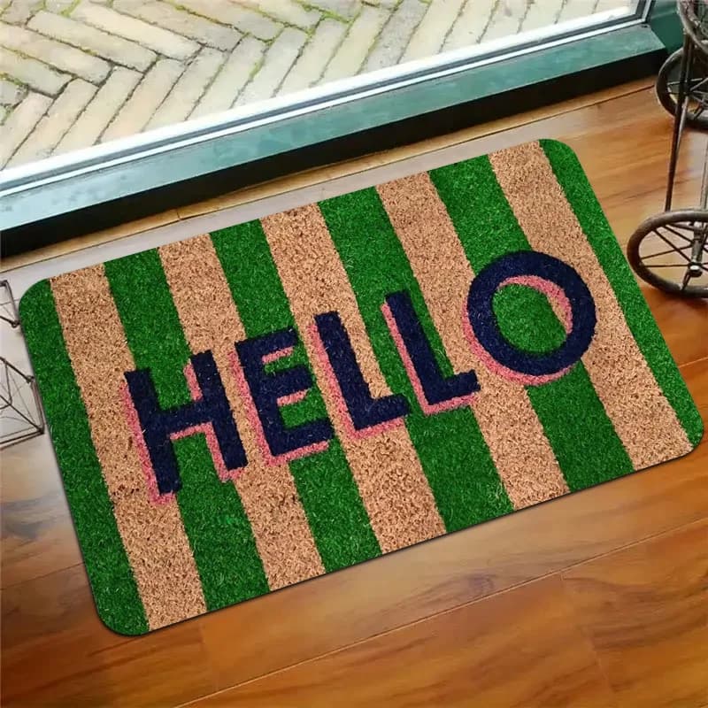 VIKAMA HELLO Tappetino di benvenuto, comodo, morbido e caldo, antiscivolo, per ingresso, corridoio, camera da letto, tappeto da comodino, decorazione per la casa