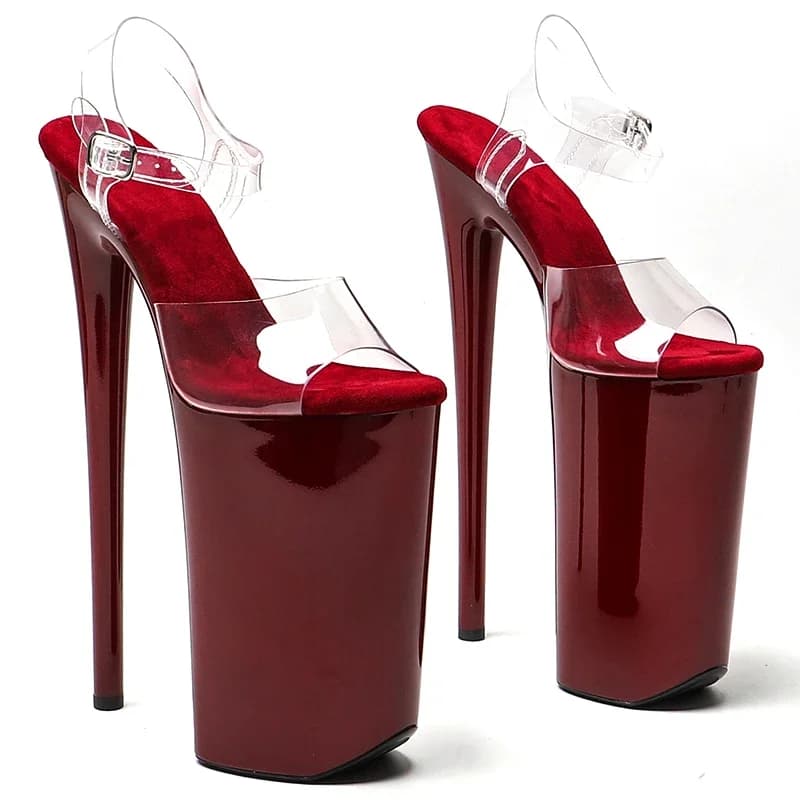 Leecabe 26CM/10 pollici PVC Piattaforma superiore e tacco sexy esotica Piattaforma con tacco alto Sandali da pole dance