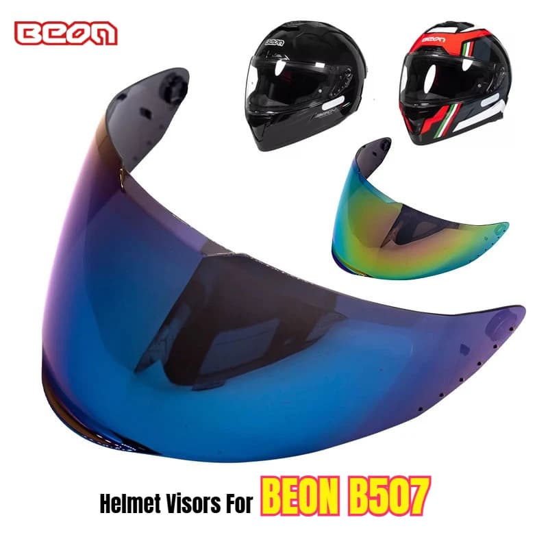 Bike visor BEON B507 with Colorful lens Dark Blue Gold Plated, Accessories Windproof and Solar Protection for Helmet B507