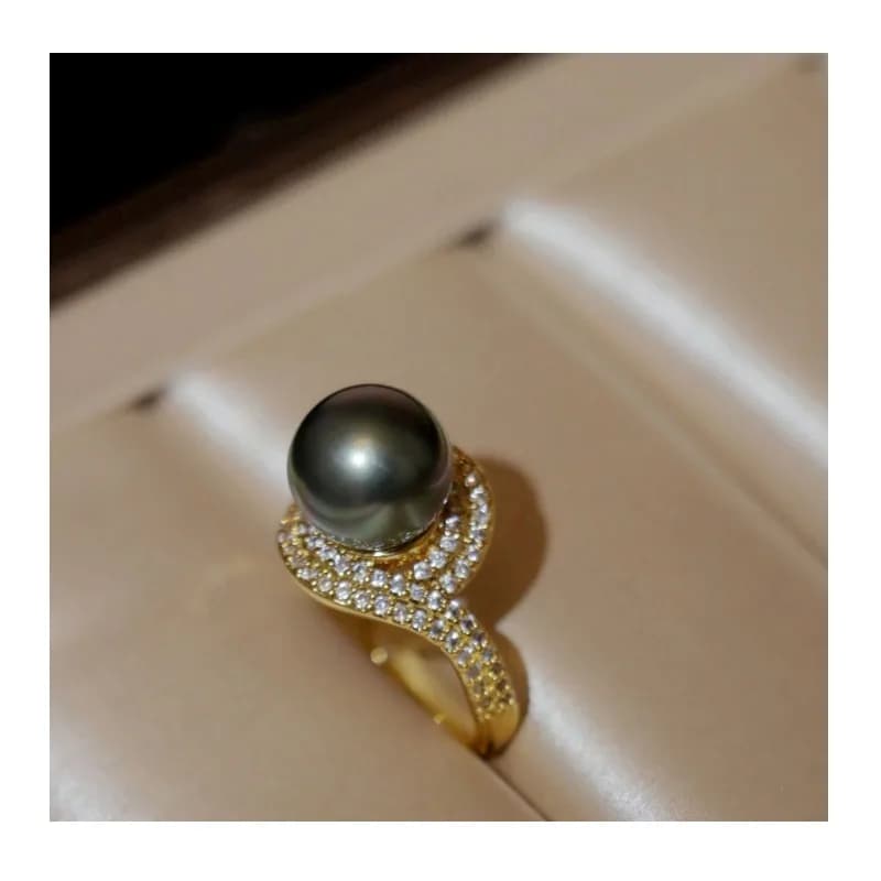 Light Luxury Niche Design Sense Zircon Micro-set Pearl Ring Trend High Sense Simple Adjustable Ring