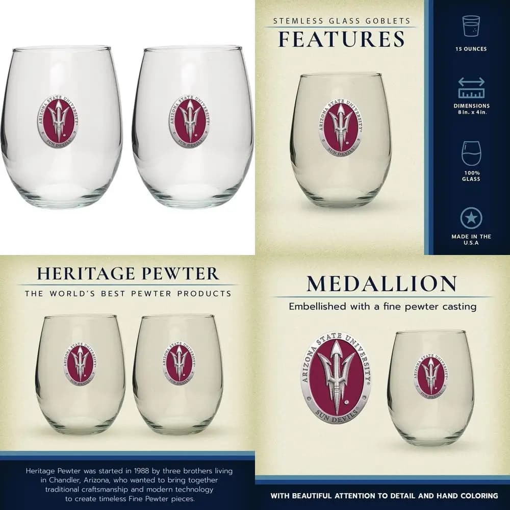 Glasses without Arizona State Sun Devils from 15 oz - Set of 2 Wine Calici