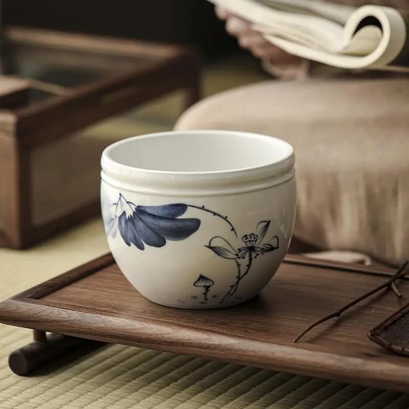 Large Size Ceramic Tea Wastebasket Tea Washing Basin Traditional Chinese Style Gongfu Tea Ceremony Essentials Home Use