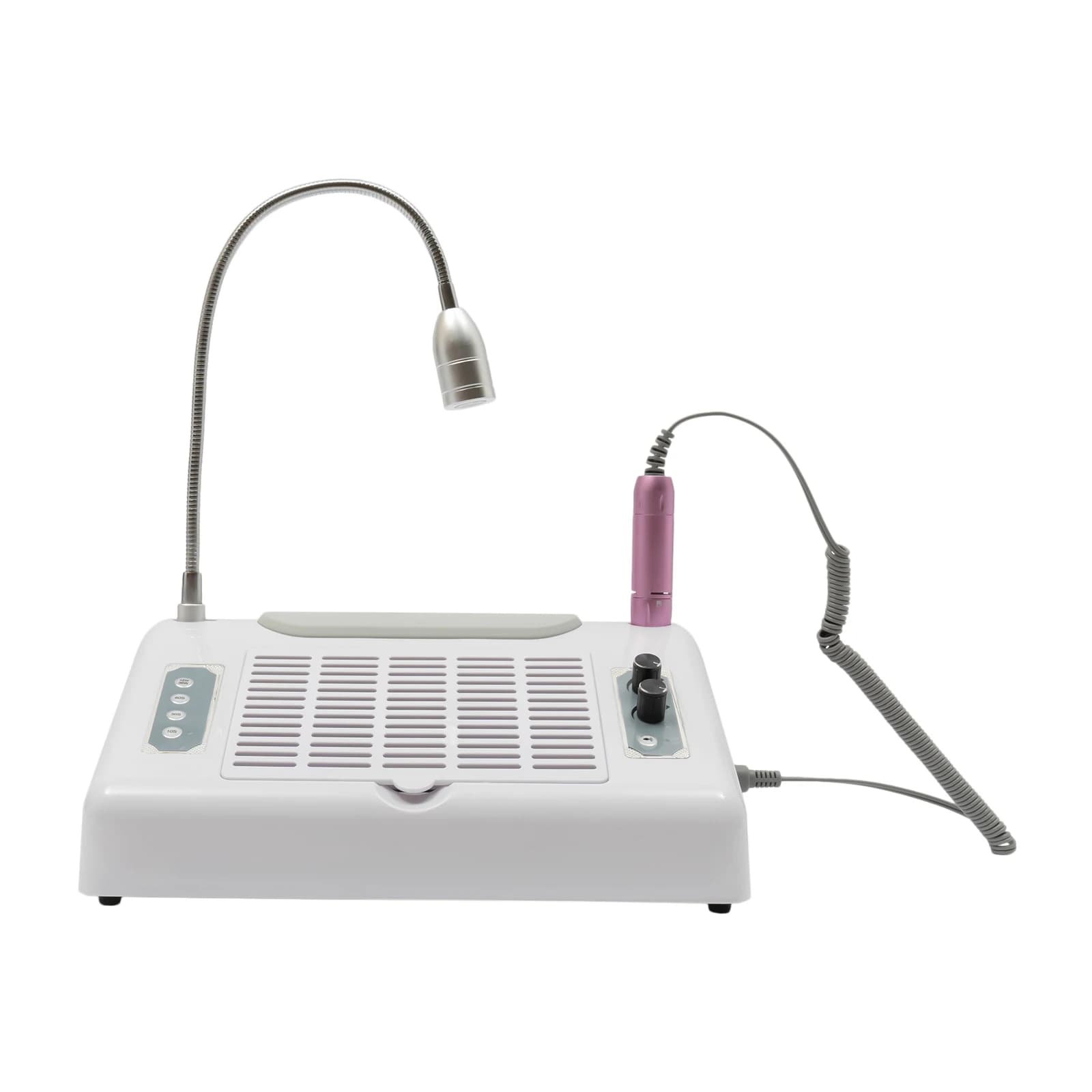 White Multifunctional Nail Machine Aluminum Alloy ABS Plastic Material Countertop Design US Standard Plug 178W Total Power 30000RPM Nail Drill Dust Collector Desk Lamp Nail Lamp Integrated Nail Art Equipmen