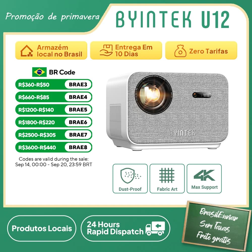 BYINTEK LOVE U12 Proiettore Full HD 1080P 4K 800 ANSI Android WiFi 6 Proiettori Home Theater con messa a fuoco automatica per video riunioni di film