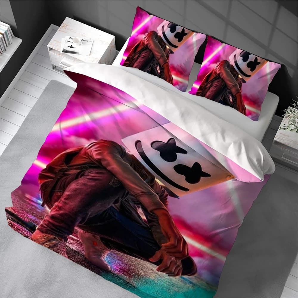 DJ-M-MARSHMELLO Set copripiumino, biancheria da letto in stile domestico, morbido cotone, set da 3 pezzi, regalo per dormitorio studentesco