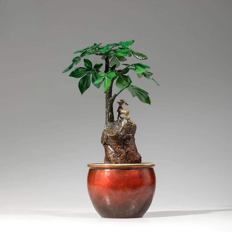 Tree Plants of fortune trees bonsai plants in pot copper ornaments office living flowers and plants trees copper ornaments