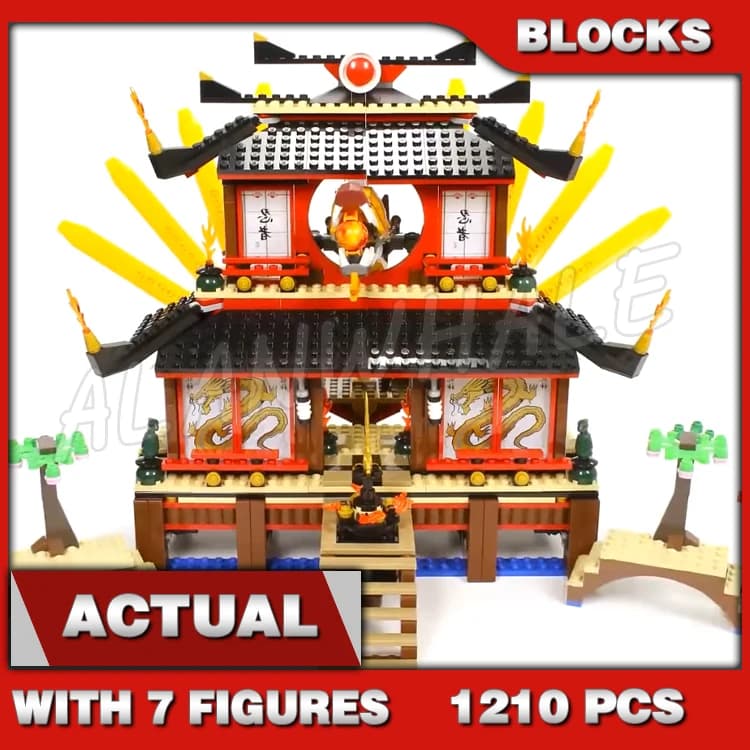1210 pz Shinobi Tempio di Fuoco Completamente Posizionabile Drago Spada di Fuoco Scheletro Esercito 79140 Building Block Giocattoli Compatibile Con Il Modello