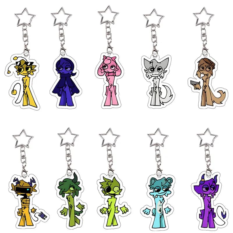 Sprunki Pinki Acrylic Keychain Sunman Wenda Mr.Tree Kawaii Exquisite Student Keyring Decor Accessories Cosplay Props Cartoon