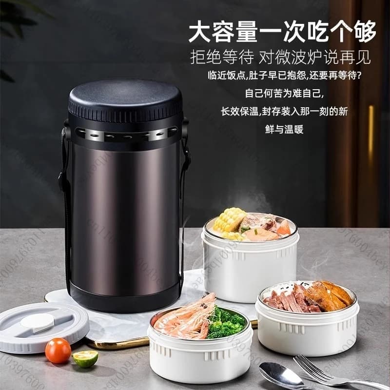 Contenitore per alimenti Bento Box per conservazione del calore in acciaio inossidabile per pranzo termico portatile con borse per il pranzo