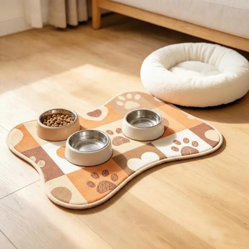 Bone Shaped Pet Feeding Mat 20X30cm Non Slip Base Waterproof Absorbent Pad For Dog Cat Food Water Bowl Resting Place Accessory