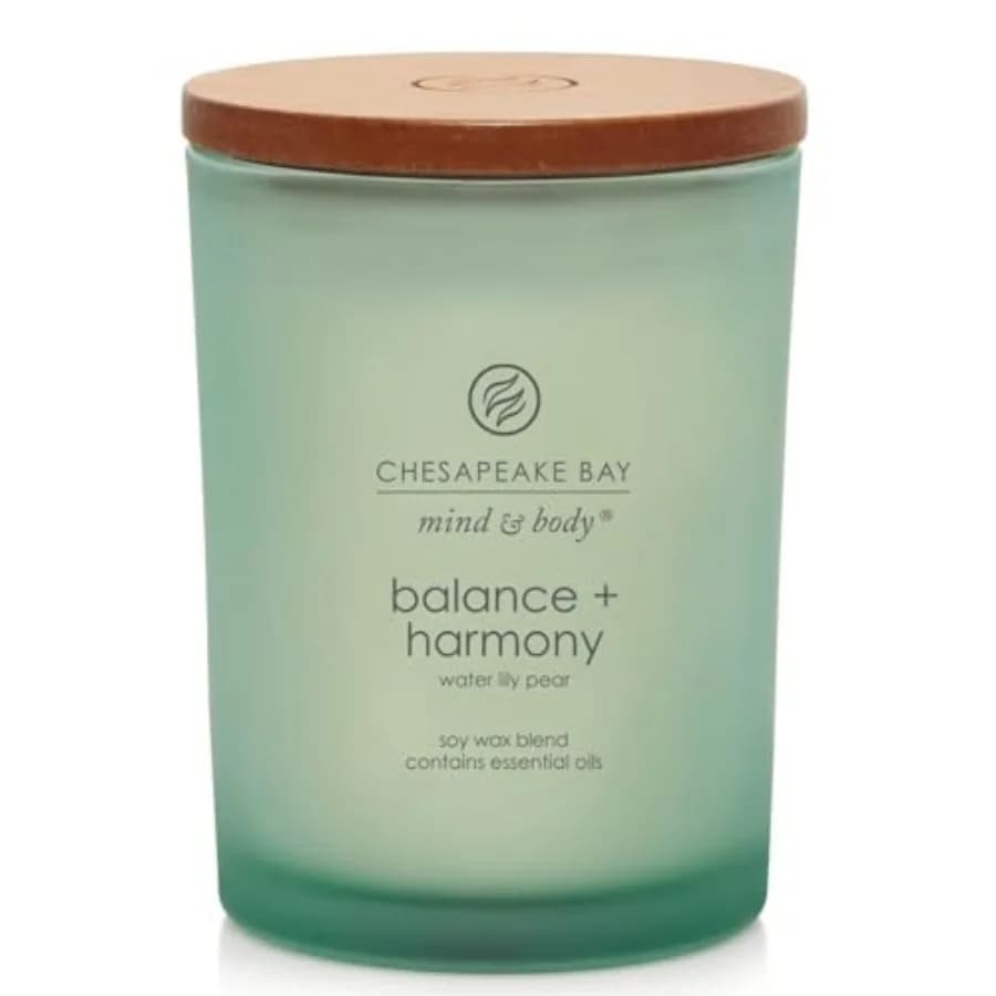Chesapeake Bay Balance + Harmony Scented Candle Water Lily Pear Fragrance 50 Hours Burn Time Warm and Decorative Soy Wax Blend
