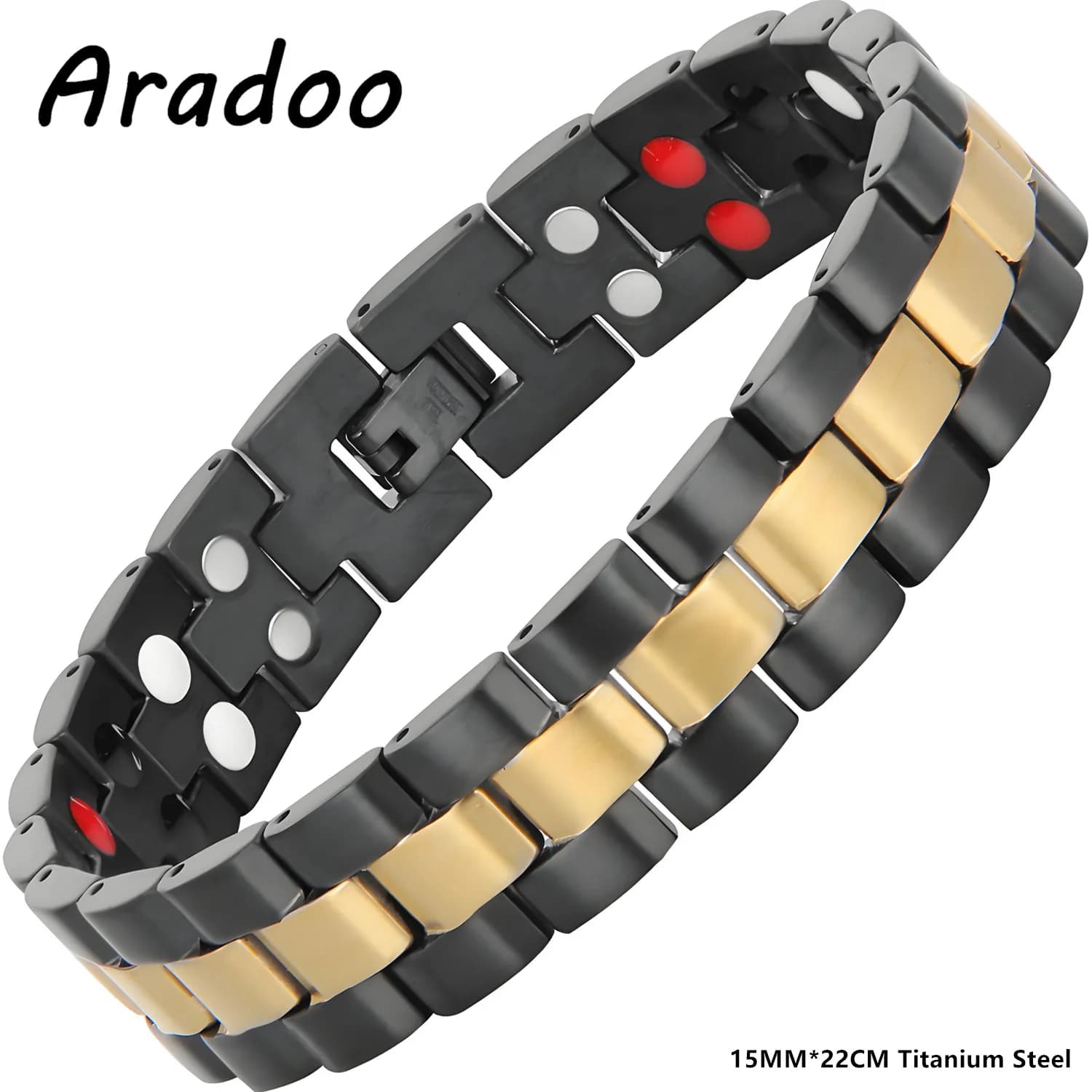 ARADOO Titanium Steel Bracelet for Men Simple Square Pattern Design Power Wristband Jewelry Gifts