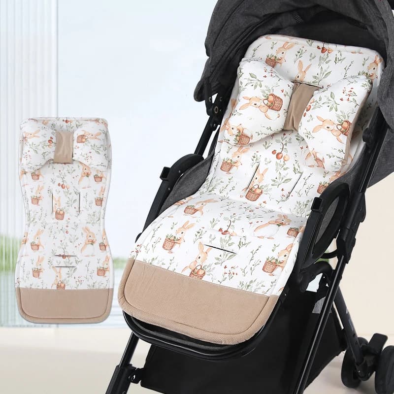 Cuscino per passeggino Cuscino in cotone double-face morbido e confortevole Cuscino per neonato con coniglio simpatico cartone animato con cuscino