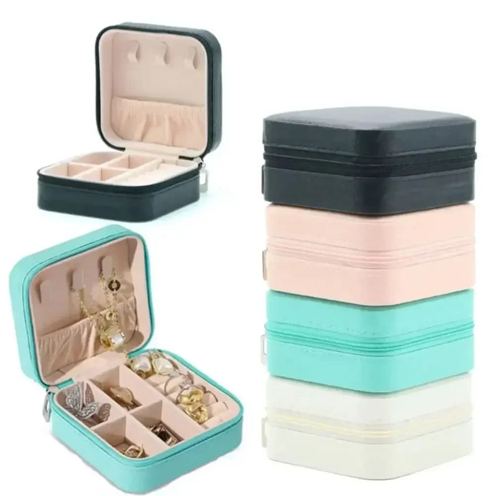 Mini scatola portaoggetti per gioielli, portatile, per la casa, i viaggi, orecchini, collane, custodia da donna, organizer per anelli, display in pelle PU