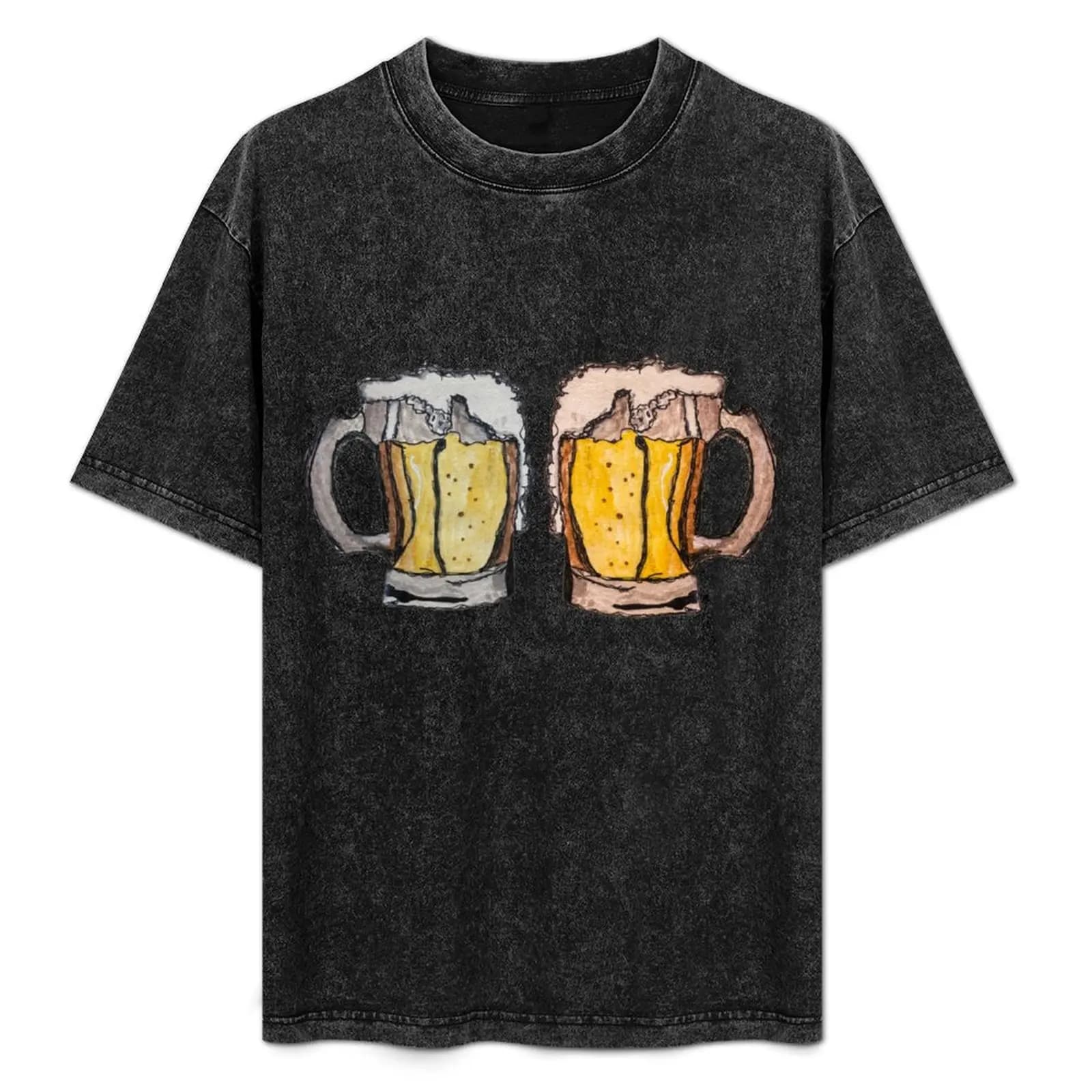 Boccali da Birra # 2 T-shirt con stampa alla moda, casual, a maniche corte