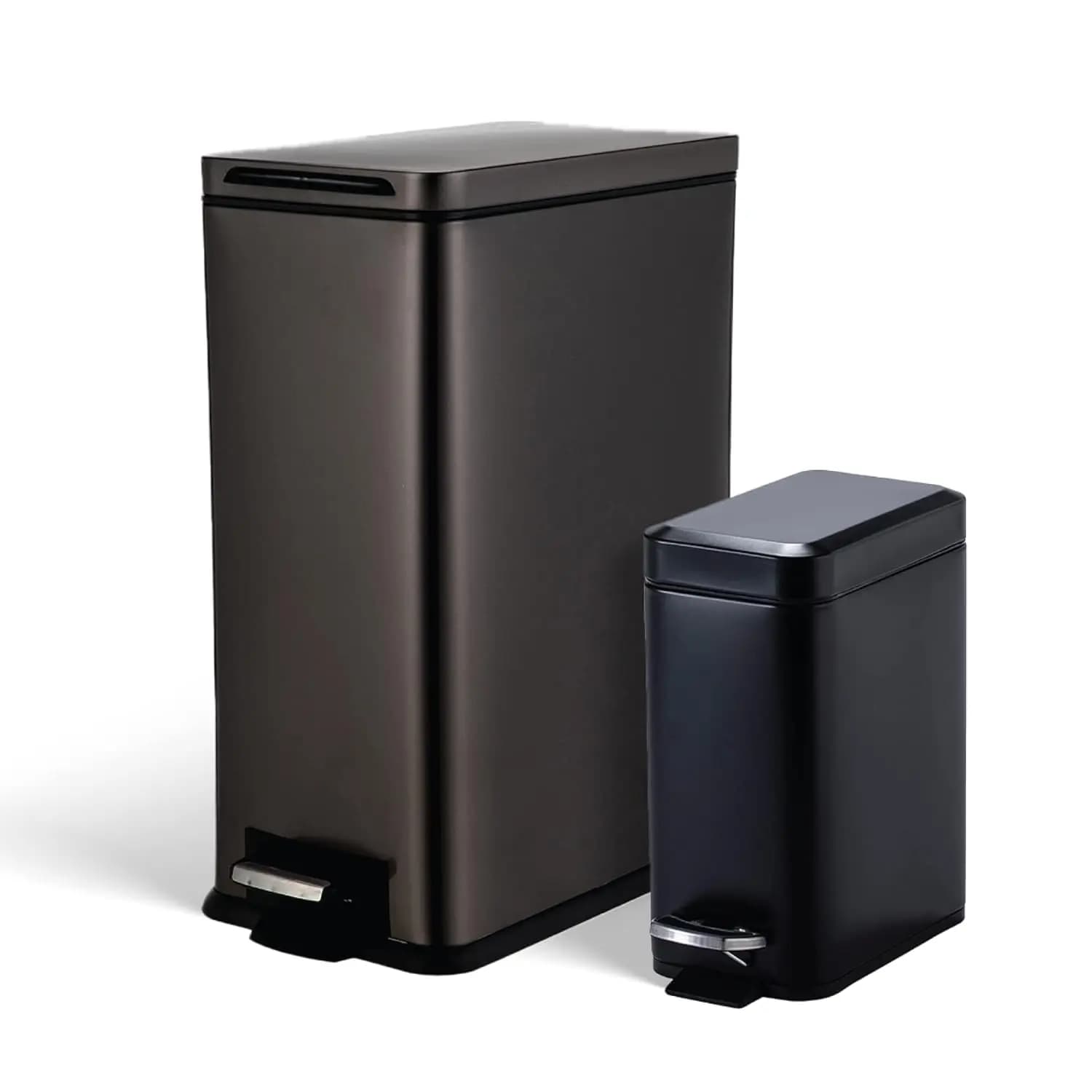Set di 2 Pattumiere da Cucina da 12 e 1,3 Galloni, Cestino in Acciaio Inox con Coperchio e Design Sottile, Personalizzabile