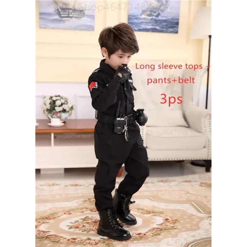 Bambini Polizia stradale Poliziotto Costumi Cosplay Poliziotti Uniforme Ragazze Gonna a pieghe Studente Squadra Festa di Halloween Performan PRv;6,