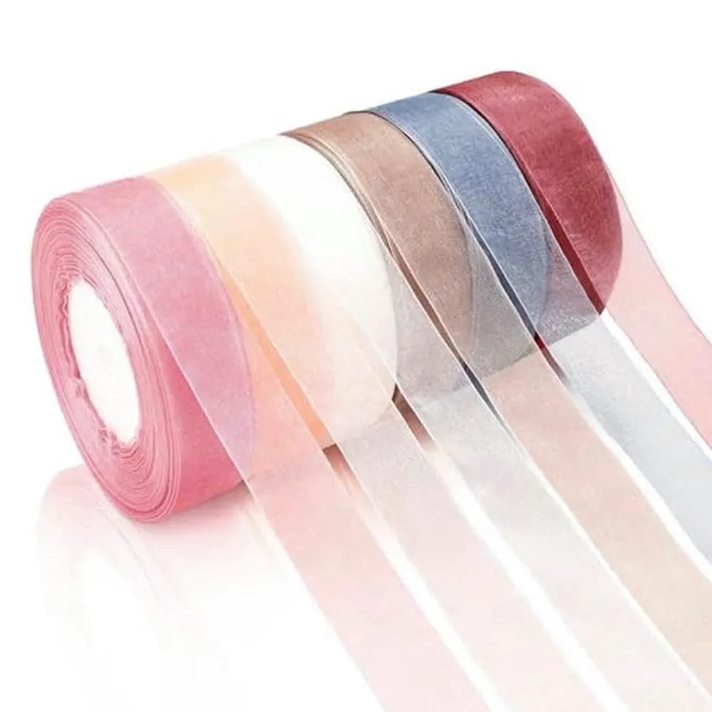 45M*2cm Universal Polyester Sheer Chiffon Ribbon Yarn Glitter DIY Crafts Bow Trim Wedding Decoration Christmas