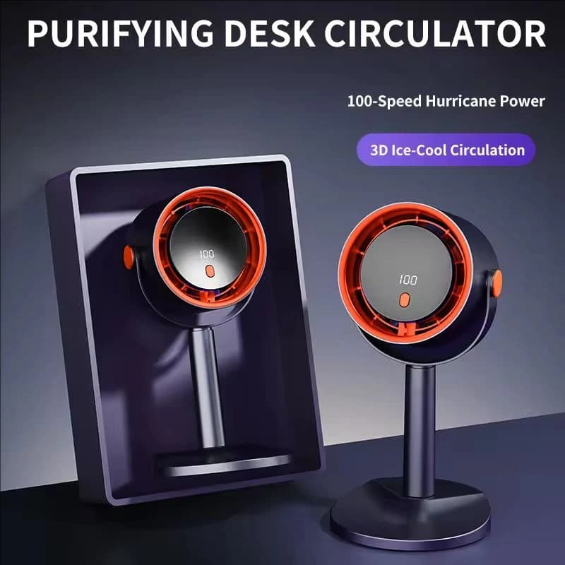 Ventilatore elettrico senza pale, portatile, per campeggio all'aperto, con funzione timer, per ufficio, dormitorio, mini ventilatore turbo ricaricabile tramite USB