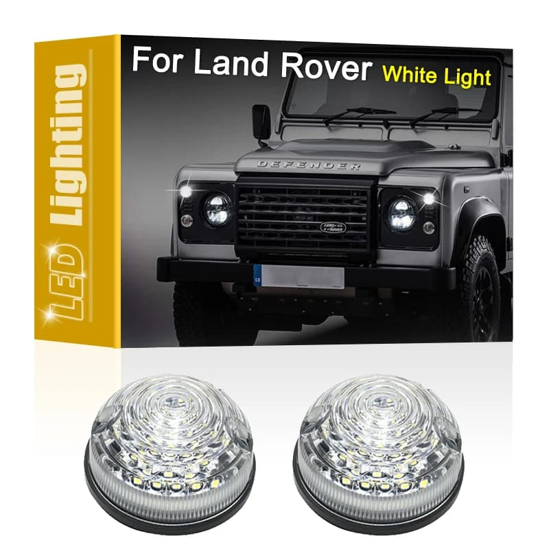 2 pezzi lente trasparente lato anteriore bianco posizione luce di posizione per Land Rover Defender 90/110 1983-2016