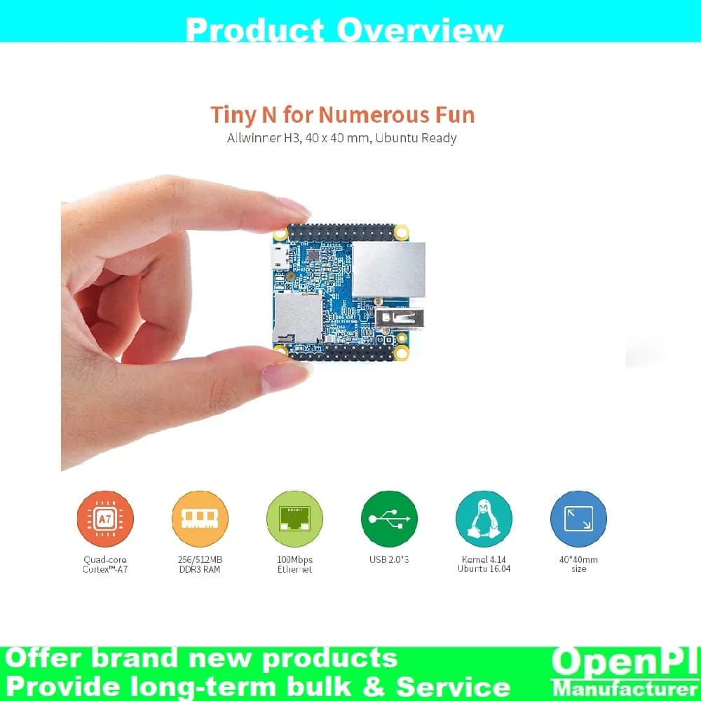 Open+Pi Nano Neo V1.4 LTS (512MB DDR RAM) | Allwinner H3 Quad-core Cortex-A7 1.2GHz | OpenWRT, Ubuntu, Linux ecc.