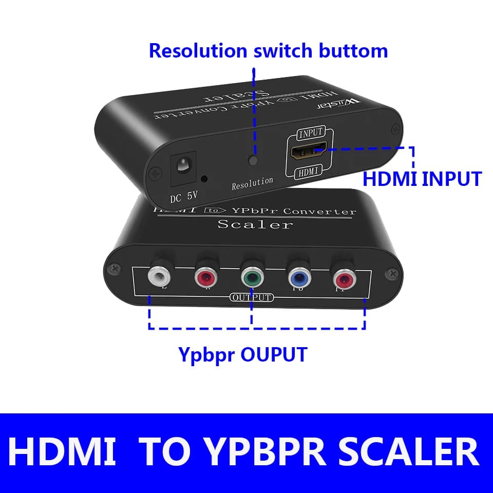 Adattatore convertitore da HDMI a componente Ypbpr RGB 1080P Convertitore adattatore uscita da HDMI a Ypbpr per TV PS4 con adattatore di alimentazione