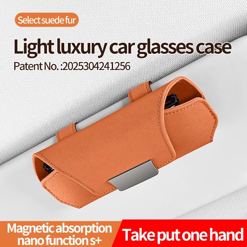 Auto Sun Visor Glasses Box Car Sunglasses Holder Case Premium Suede Leather Clip Sunglasses Holder Fastener Eyeglasses Storage