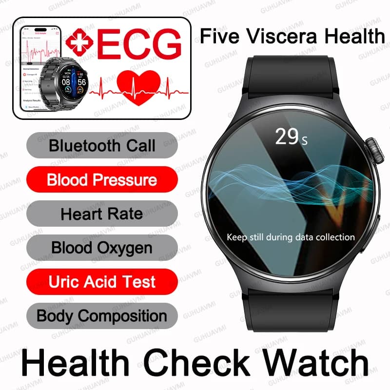 Nuovo Smartwatch 2026 con Diagnosi AI, ECG+PPG, Misurazione Accurata di Acido Urico, Pressione Sanguigna, Grasso Corporeo, Funzioni Fitness per Cinque Organi e Torcia LED