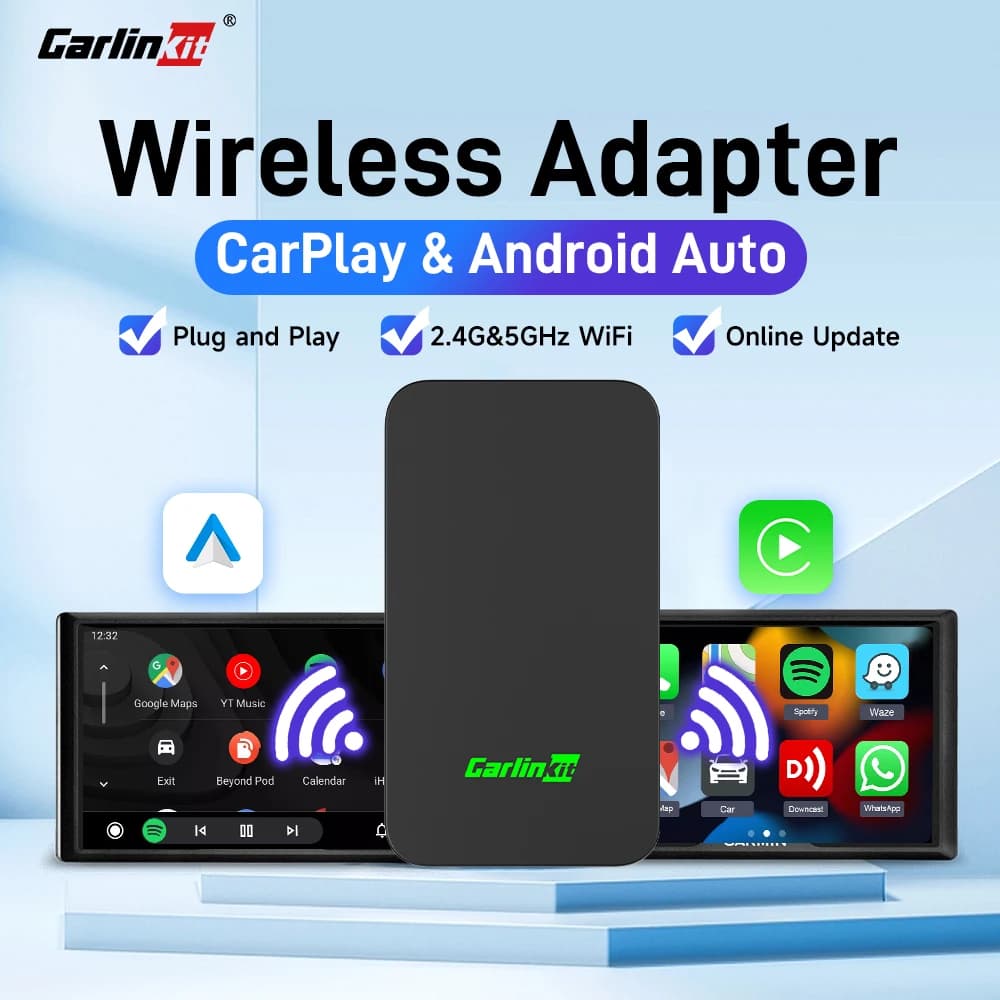 Adattatore wireless originale CarlinKit 5 2Air Android Auto Wireless CarPlay Dongle 5G WIFI Plug and Play per iPhone, telefoni Android, Hyundai, Toyota, Volvo, Benz, Audi, Kia, VW, Mazda, Cadillac, Peugeot ecc.