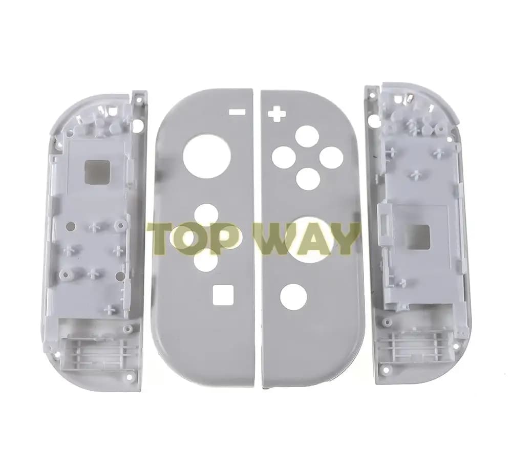 1 set di colori bianchi originali con cinturino da polso, custodia di ricambio nera con per Nintendo Switch OLED JoyCon Joy Con